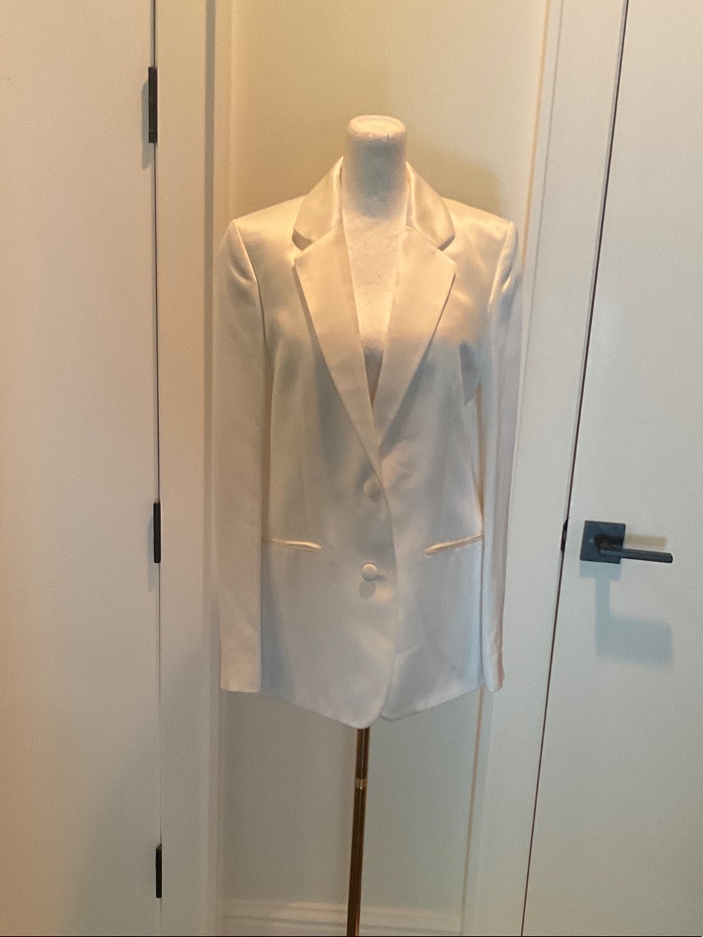 Helmut Lang White Satin Tailored Blazer